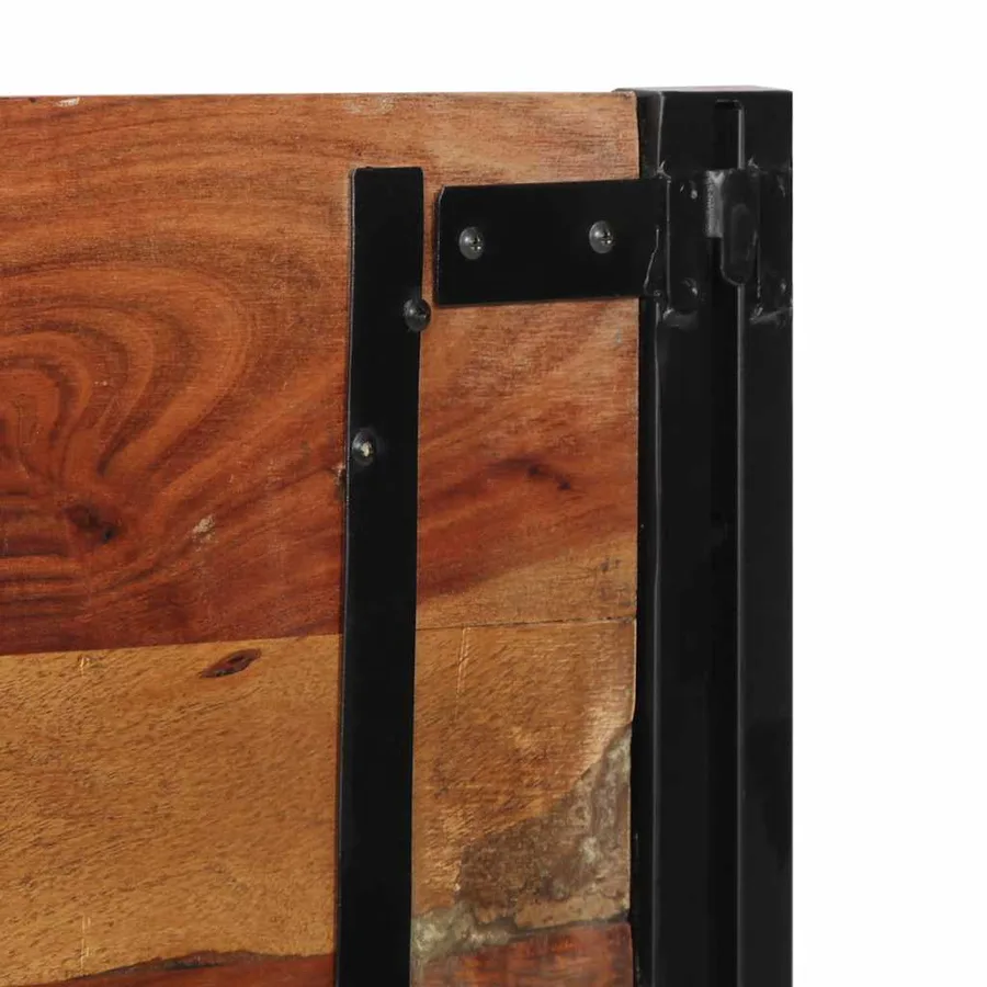 Tête de lit 120 cm bois massif récupéré et fer - 7
