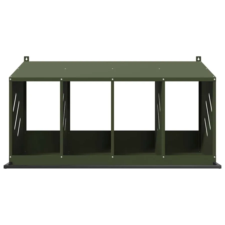 Nichoir à poules avec 4 compartiments vert olive métal - 5