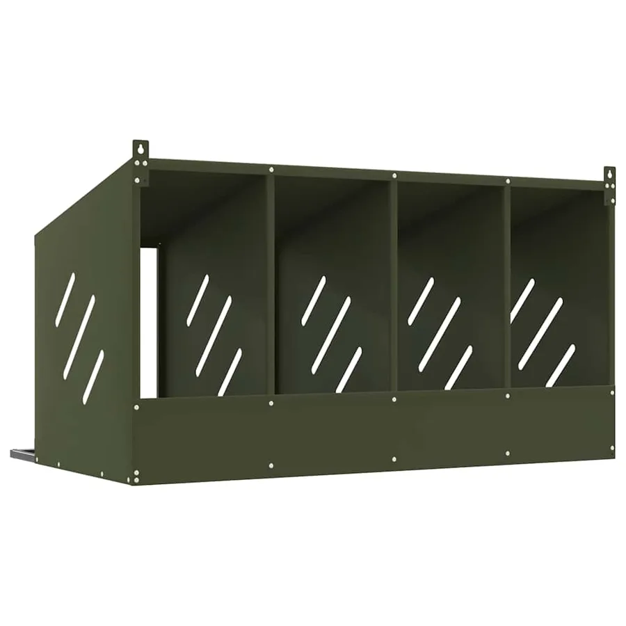 Nichoir à poules avec 4 compartiments vert olive métal - 7