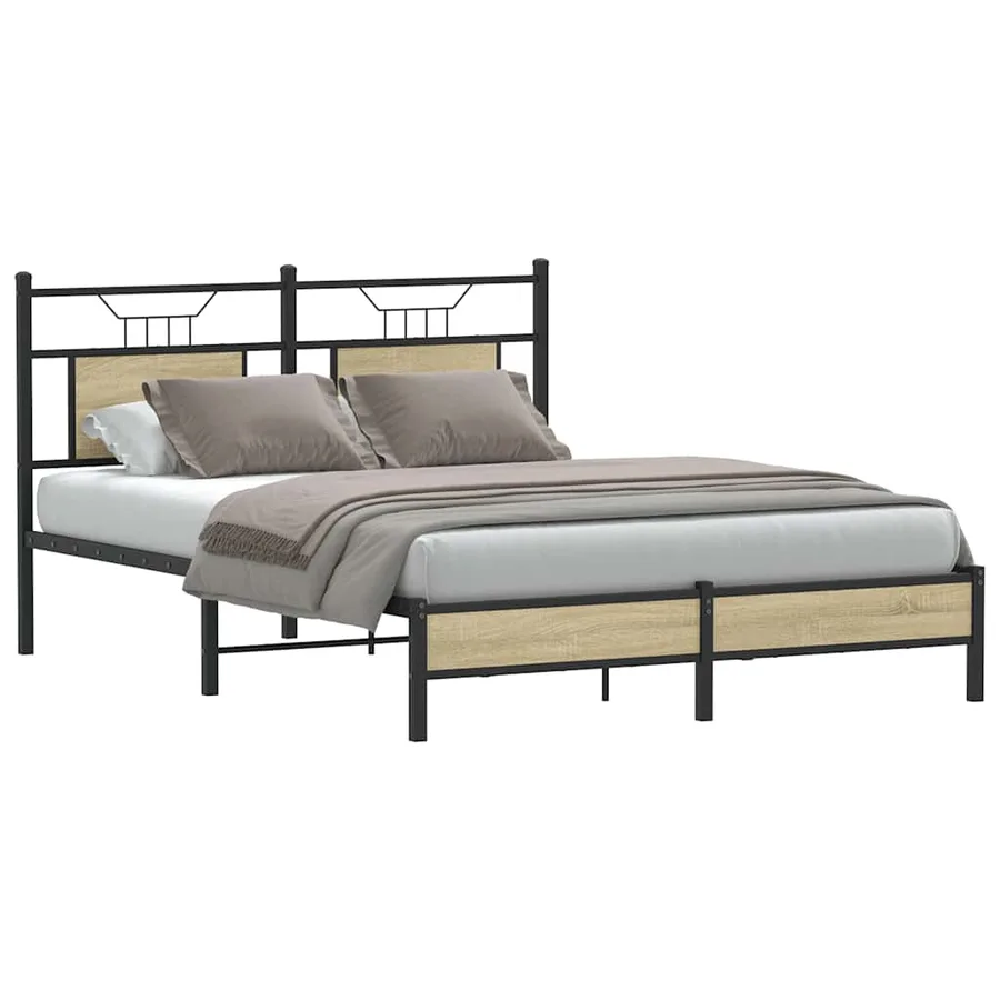 Cadre de lit sans matelas chêne sonoma 140x200 cm - 3