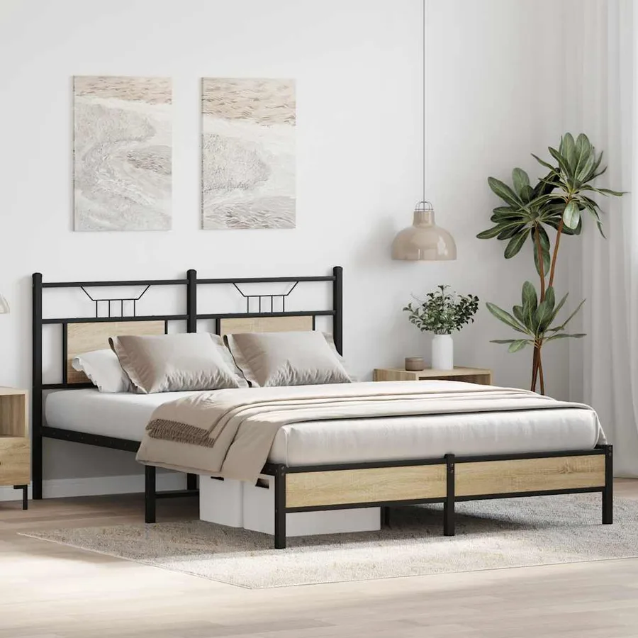 Cadre de lit sans matelas chêne sonoma 140x200 cm - 4