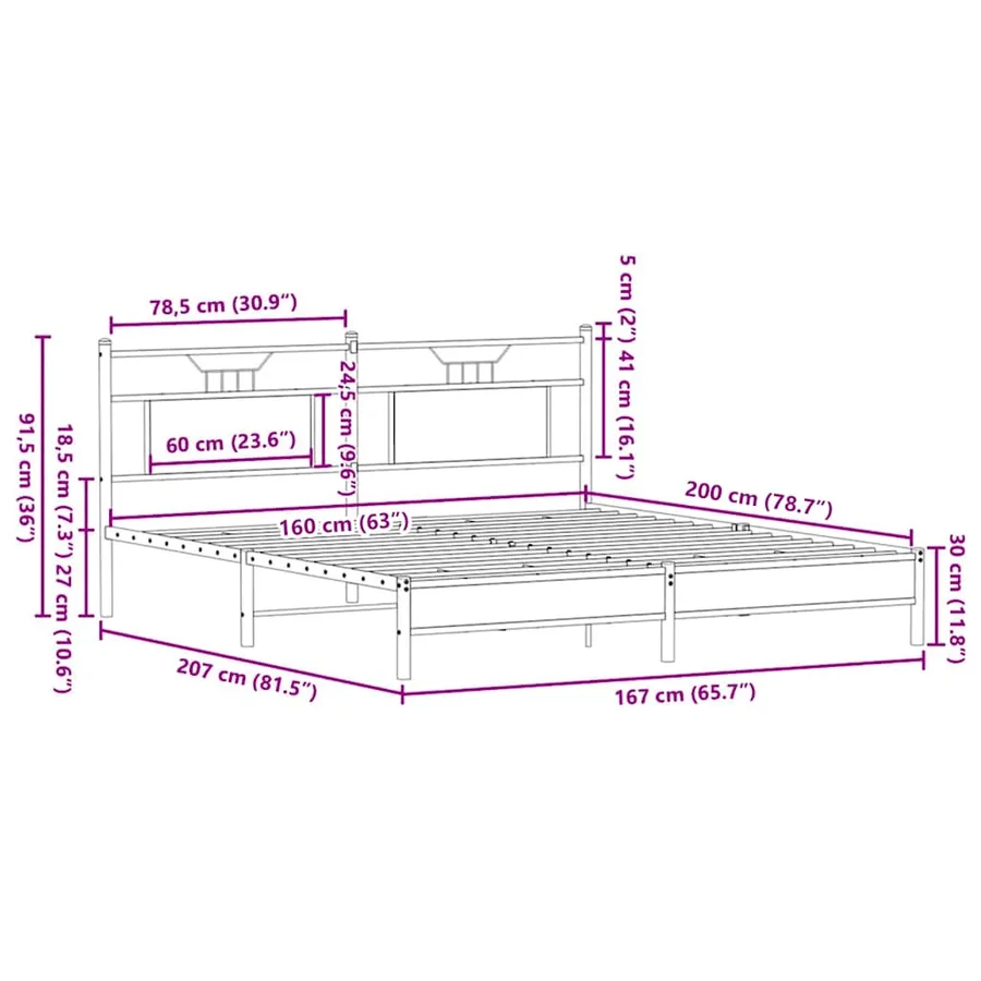 Cadre de lit sans matelas chêne sonoma 160x200 cm - 11