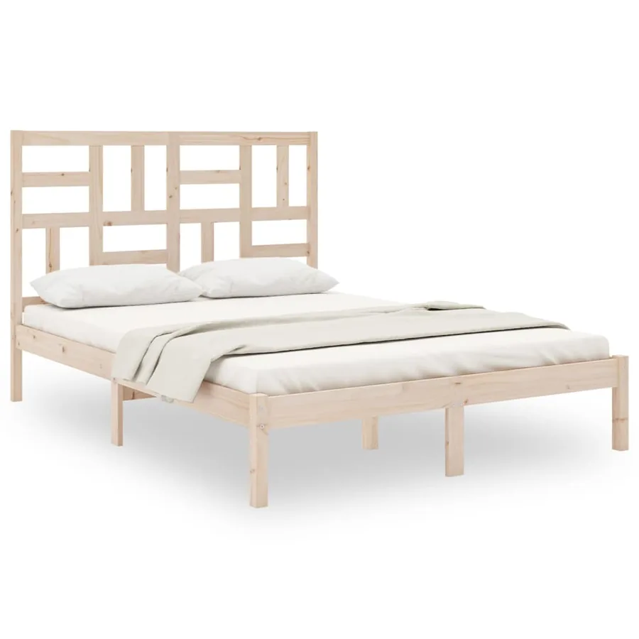 Cadre de lit sans matelas bois massif 135x190 cm - 2