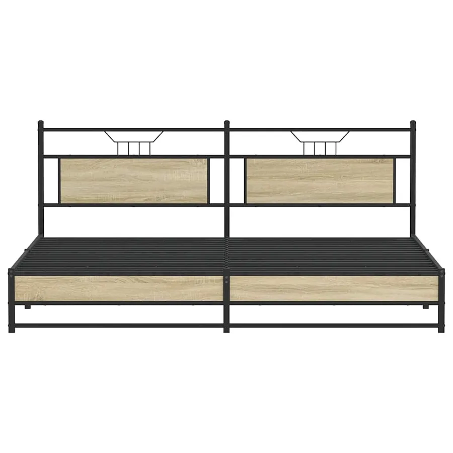 Cadre de lit en métal sans matelas chêne sonoma 200x200 cm - 6