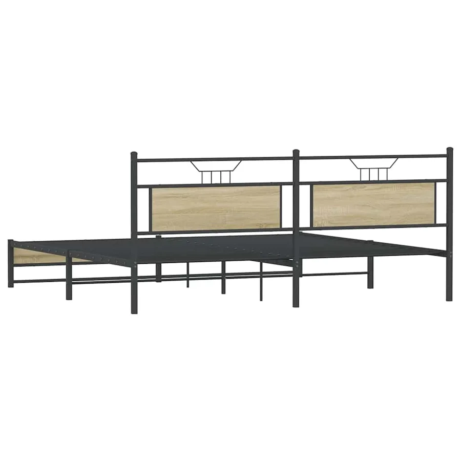 Cadre de lit en métal sans matelas chêne sonoma 200x200 cm - 8