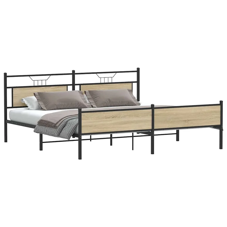 Cadre de lit en métal sans matelas chêne sonoma 200x200 cm - 3