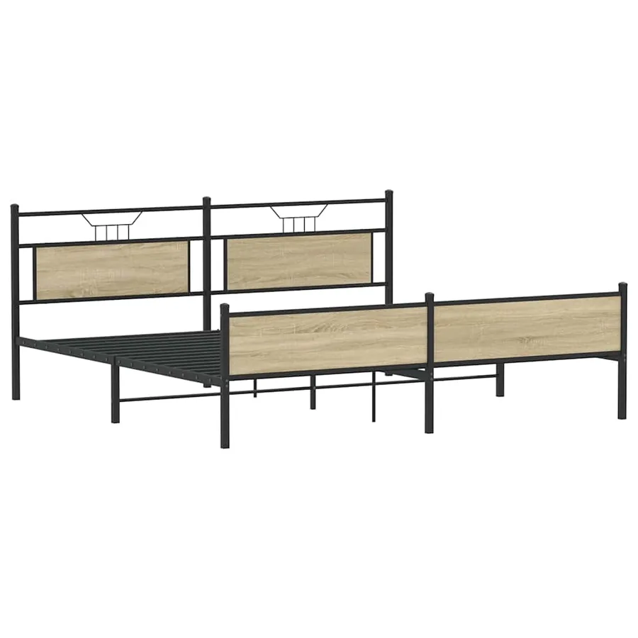 Cadre de lit en métal sans matelas chêne sonoma 200x200 cm - 5