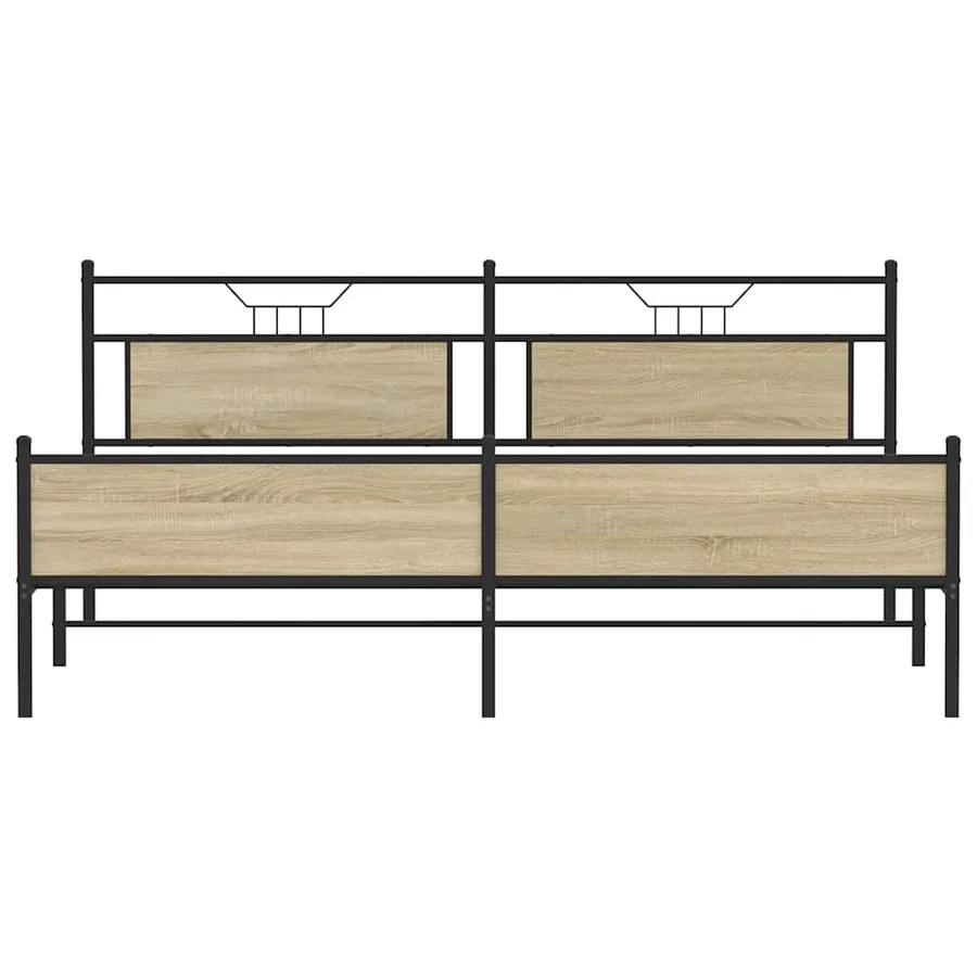 Cadre de lit en métal sans matelas chêne sonoma 200x200 cm - 6