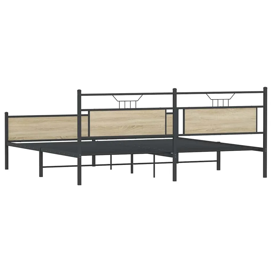 Cadre de lit en métal sans matelas chêne sonoma 200x200 cm - 8