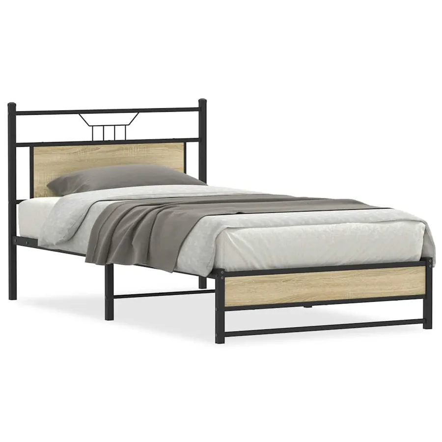 Cadre de lit sans matelas chêne sonoma 107x203 cm