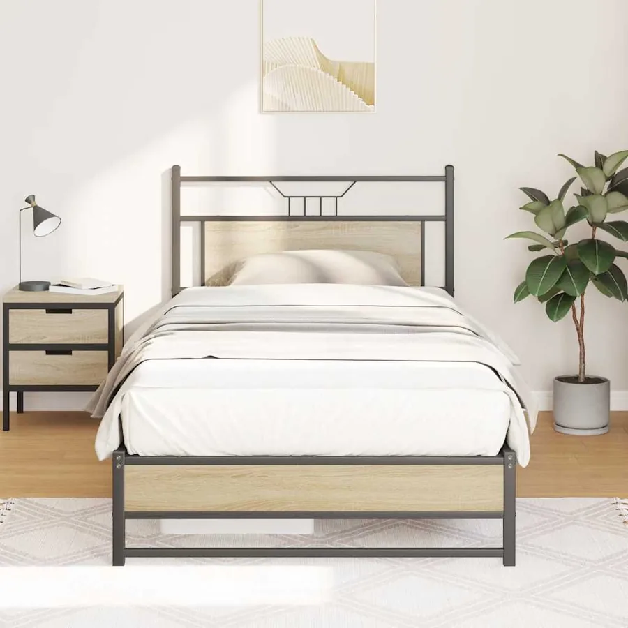 Cadre de lit sans matelas chêne sonoma 107x203 cm - 4