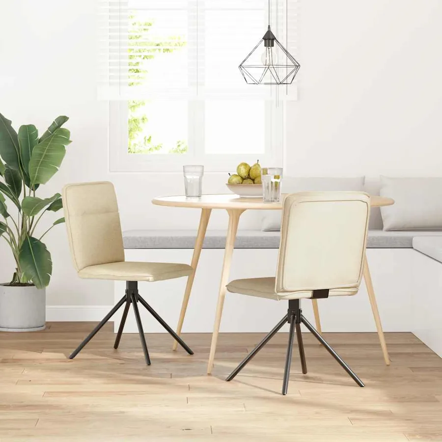 Chaises à manger lot de 2 crème tissu - 2