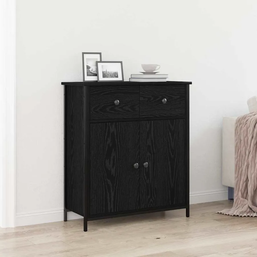Buffet avec tiroir Chêne noir 70 x 30 x 80 cm Bois d'ingénierie