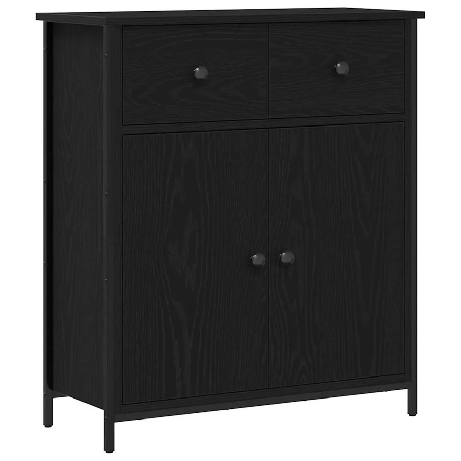 Buffet avec tiroir Chêne noir 70 x 30 x 80 cm Bois d'ingénierie - 2