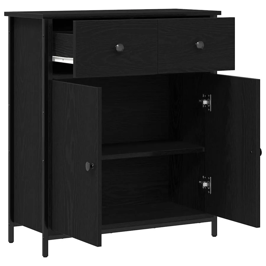 Buffet avec tiroir Chêne noir 70 x 30 x 80 cm Bois d'ingénierie - 5