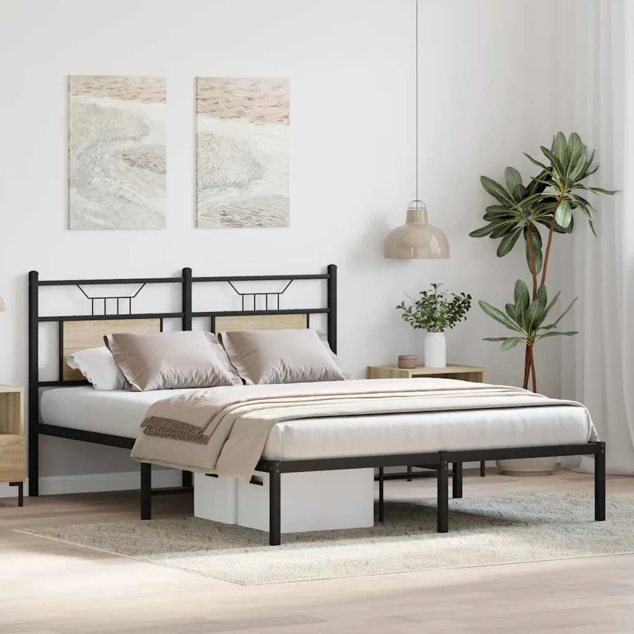 Cadre de lit sans matelas chêne sonoma 140x190 cm - 4