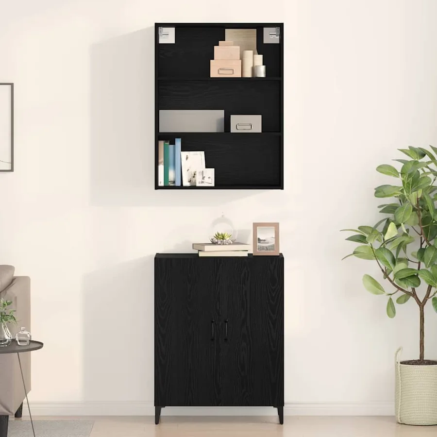 Haut Armoire Chêne noir 69,5 x 32,5 x 180 cm Bois d'ingénierie - 4