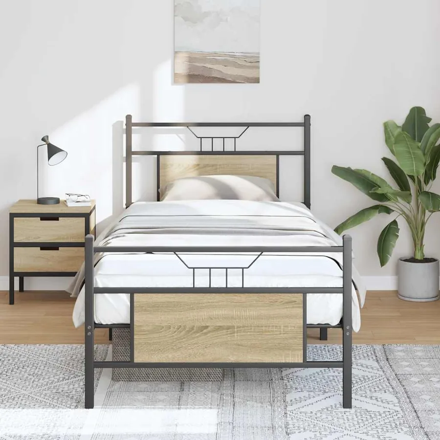 Cadre de lit sans matelas chêne sonoma 90x190 cm - 4