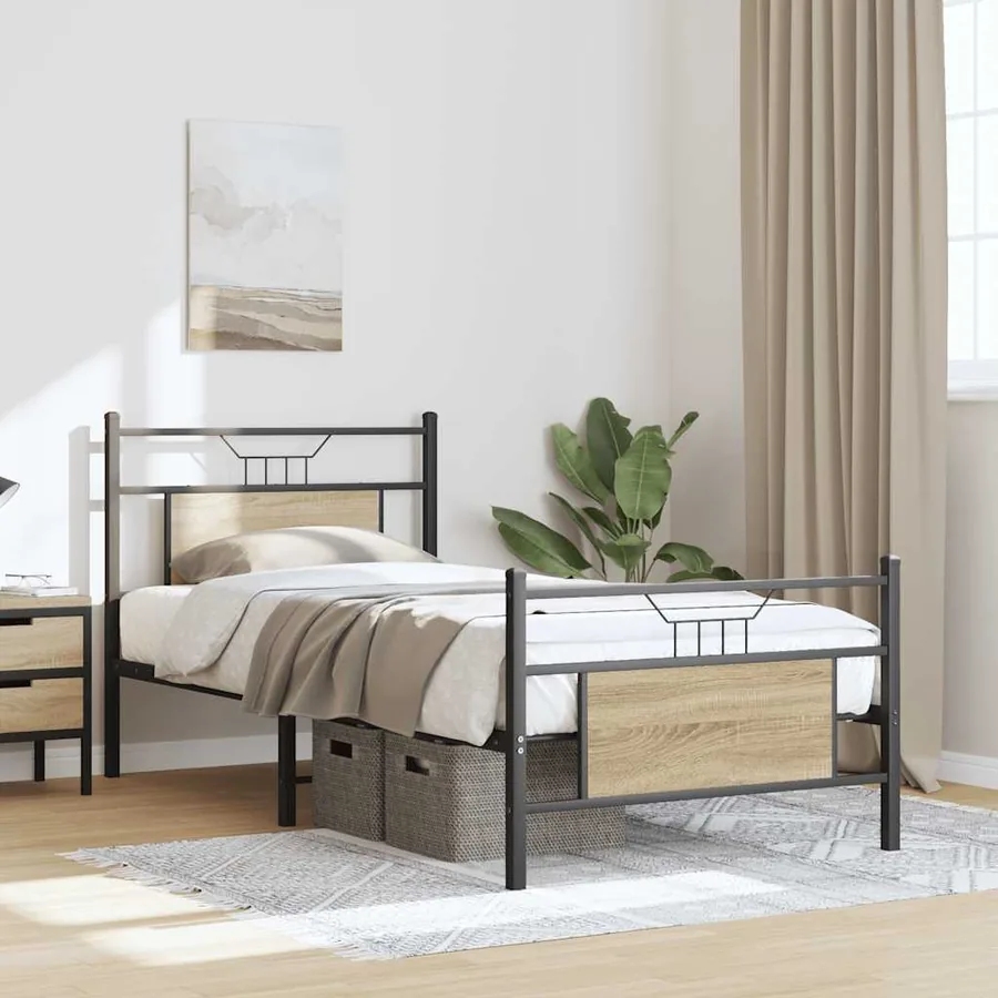 Cadre de lit sans matelas chêne sonoma 90x190 cm - 5