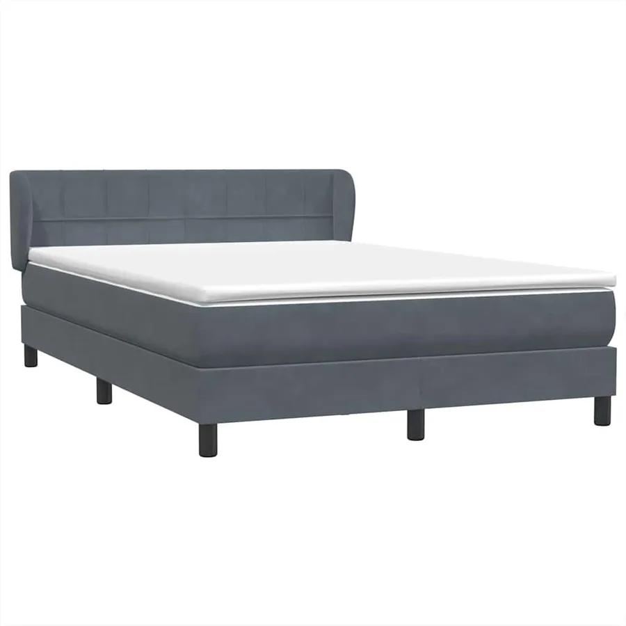 Sommier à lattes de lit et matelas gris foncé 160x220cm velours - 4