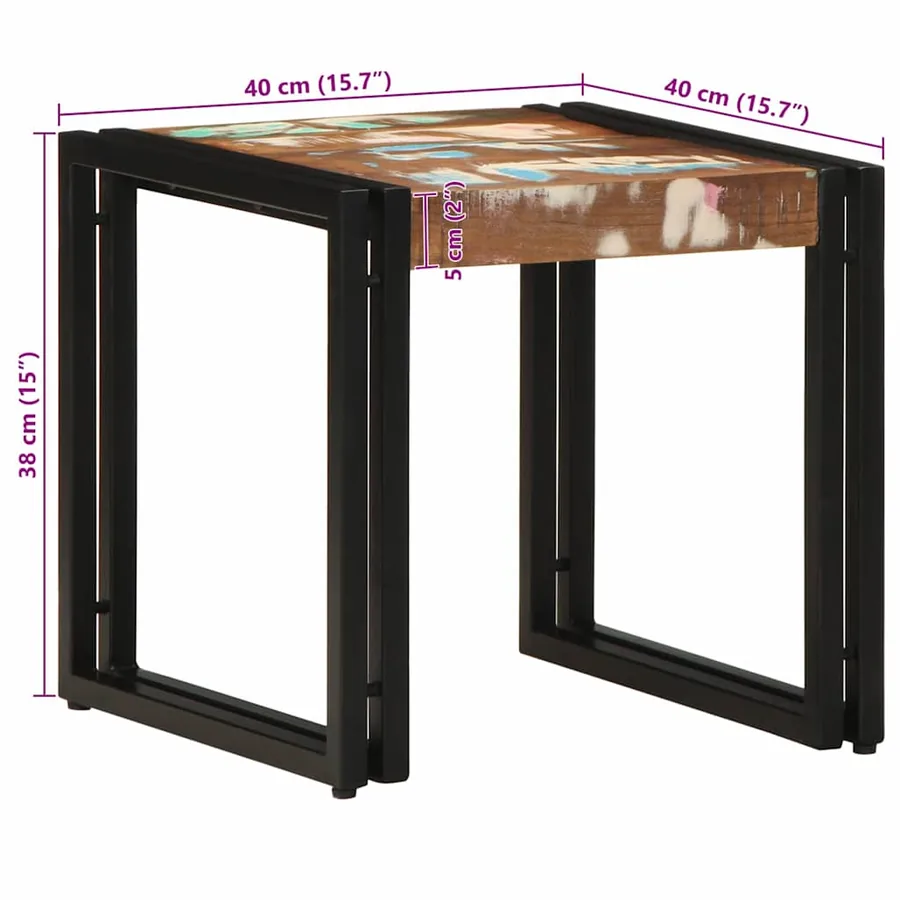 Table basse Multicolore 40 x 40 x 38 cm Bois Recyclé Solide - 11