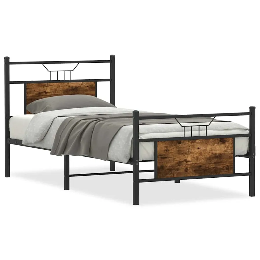 Cadre de lit sans matelas chêne fumé 80x200cm bois d'ingénierie - 2