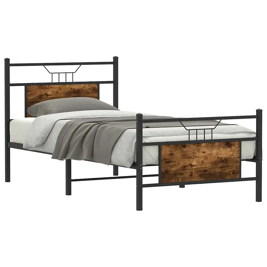 Cadre de lit sans matelas chêne fumé 80x200cm bois d'ingénierie - 3