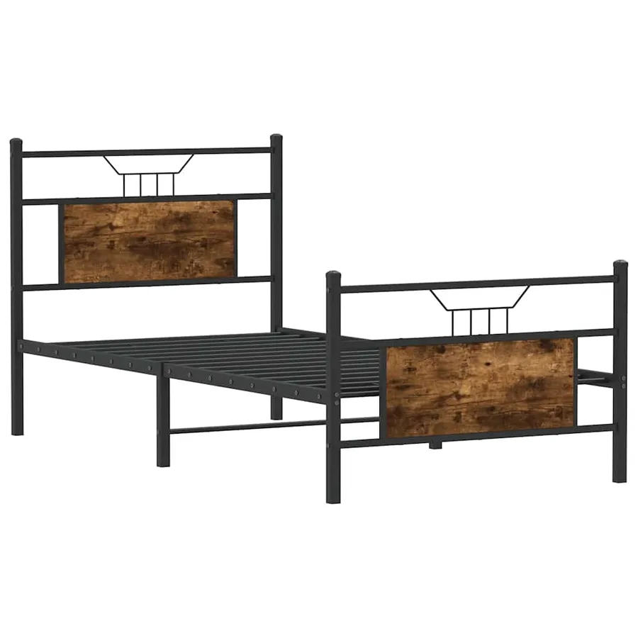 Cadre de lit sans matelas chêne fumé 80x200cm bois d'ingénierie - 5