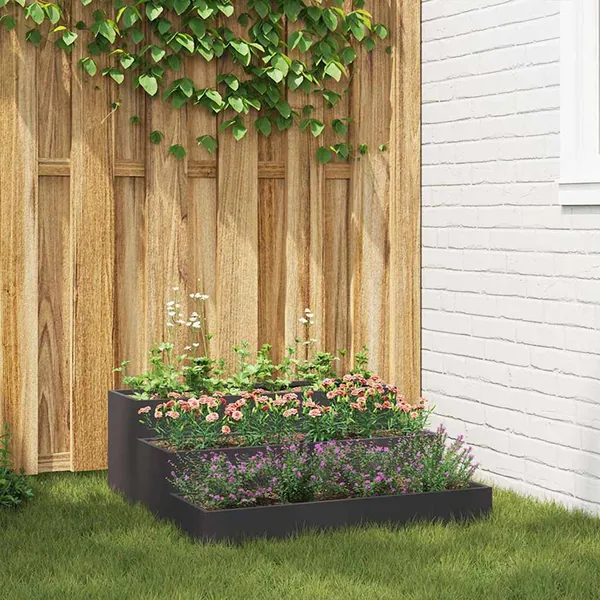Cache-pot de jardin Noir 90 x 90 x 35 cm Acier laminé à froid