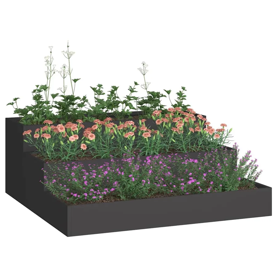 Cache-pot de jardin Noir 90 x 90 x 35 cm Acier laminé à froid - 3