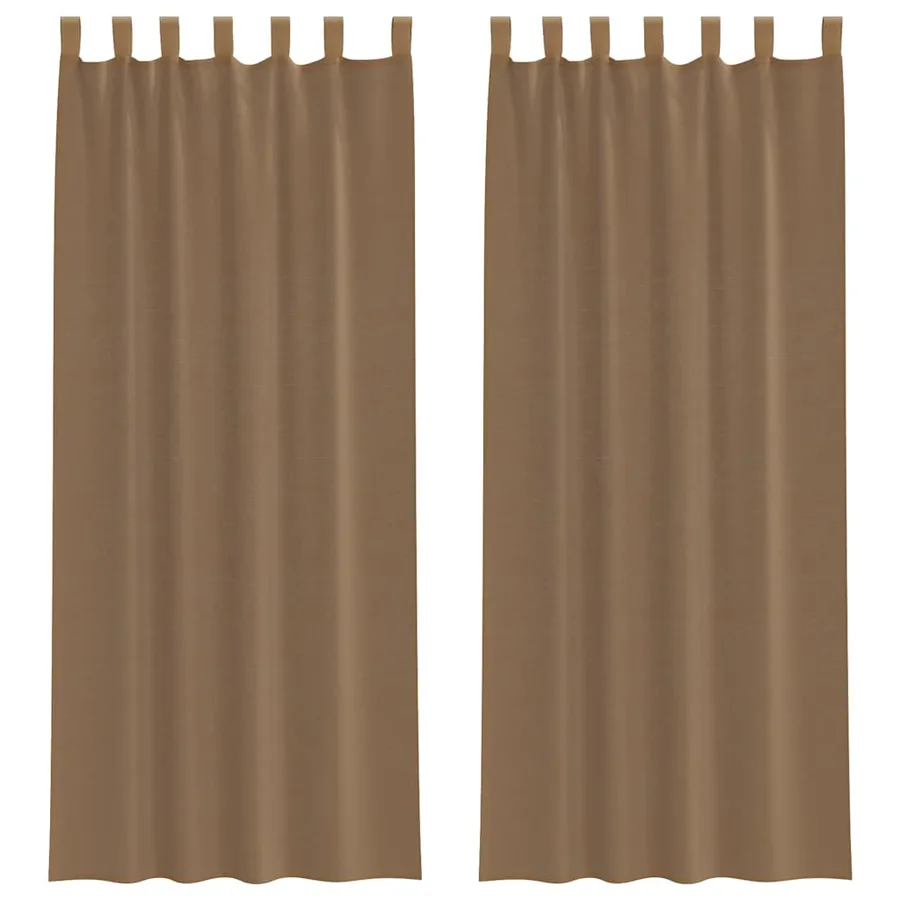 Rideaux en voile avec boucles 2 pcs marron clair 140x260 cm - 2