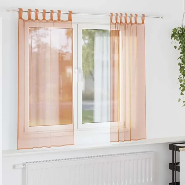 Rideaux en voile avec boucles 2 pcs terre cuite 140x175 cm