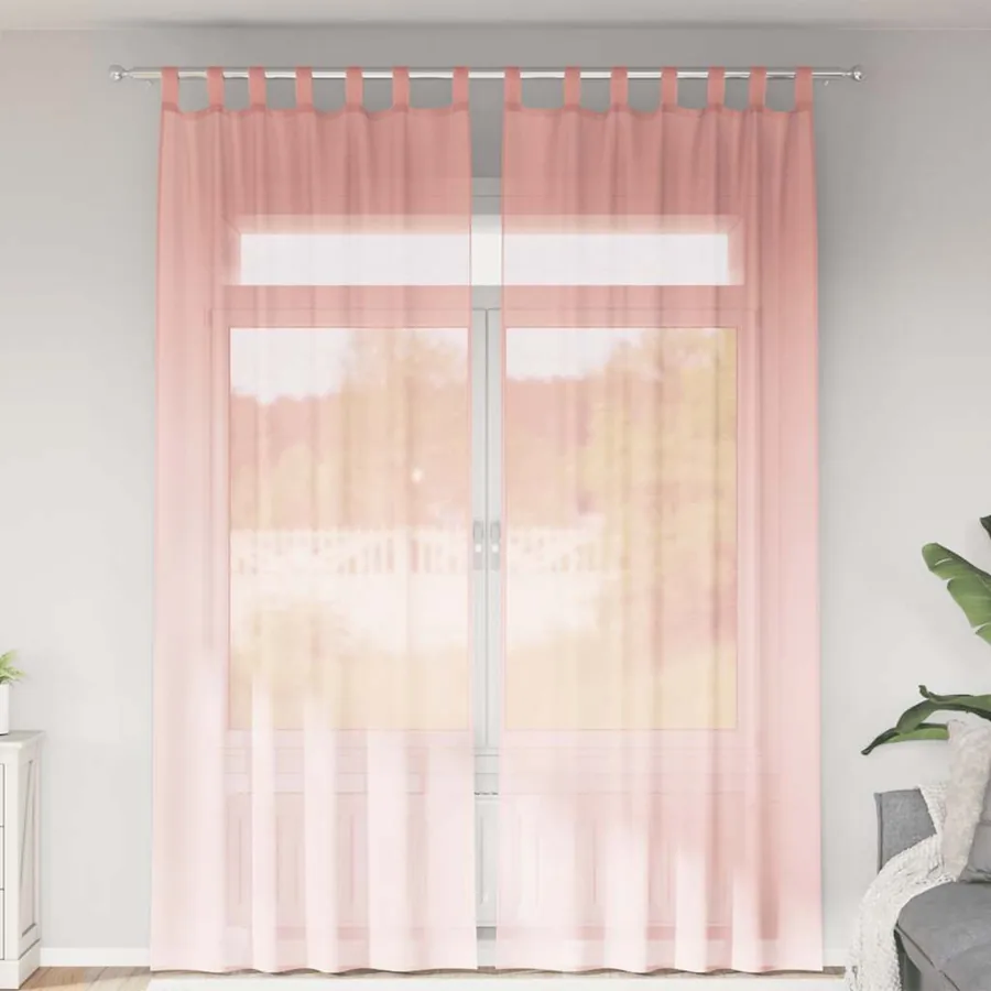 Rideaux en voile avec boucles 2 pcs rose 140x260 cm