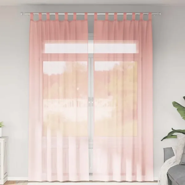 Rideaux en voile avec boucles 2 pcs rose 140x260 cm