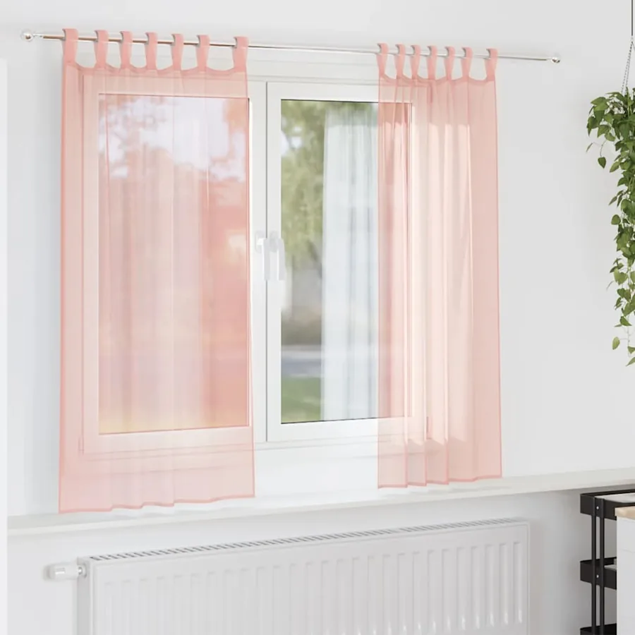 Rideaux en voile avec boucles 2 pcs rose 140x140 cm