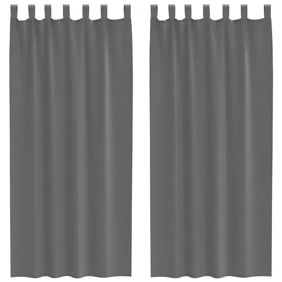 Rideaux en voile avec boucles 2 pcs gris foncé 140x225 cm - 2