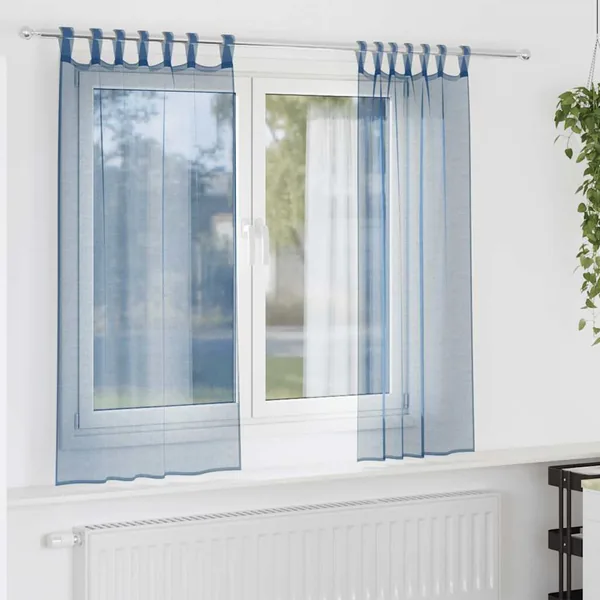 Rideaux en voile avec boucles 2 pcs bleu royal 140x140 cm