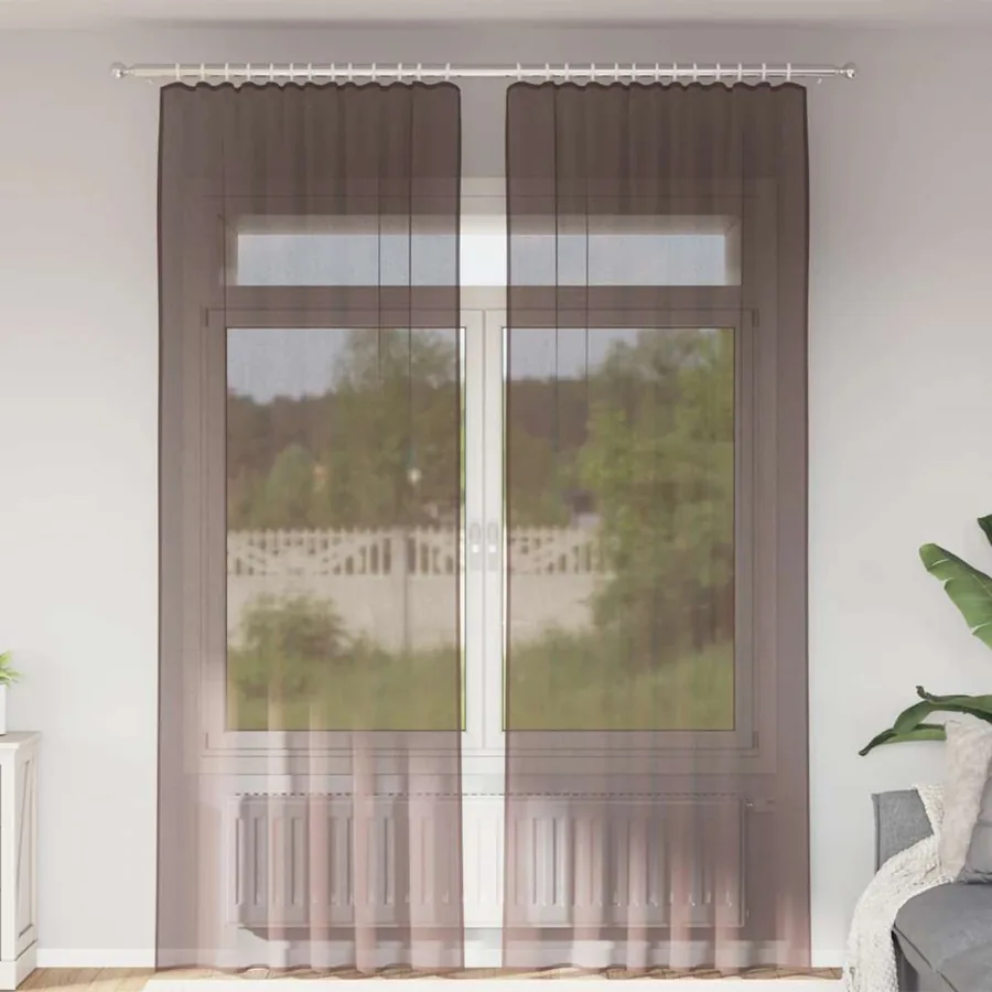 Rideaux en voile avec passants 2 pcs marron