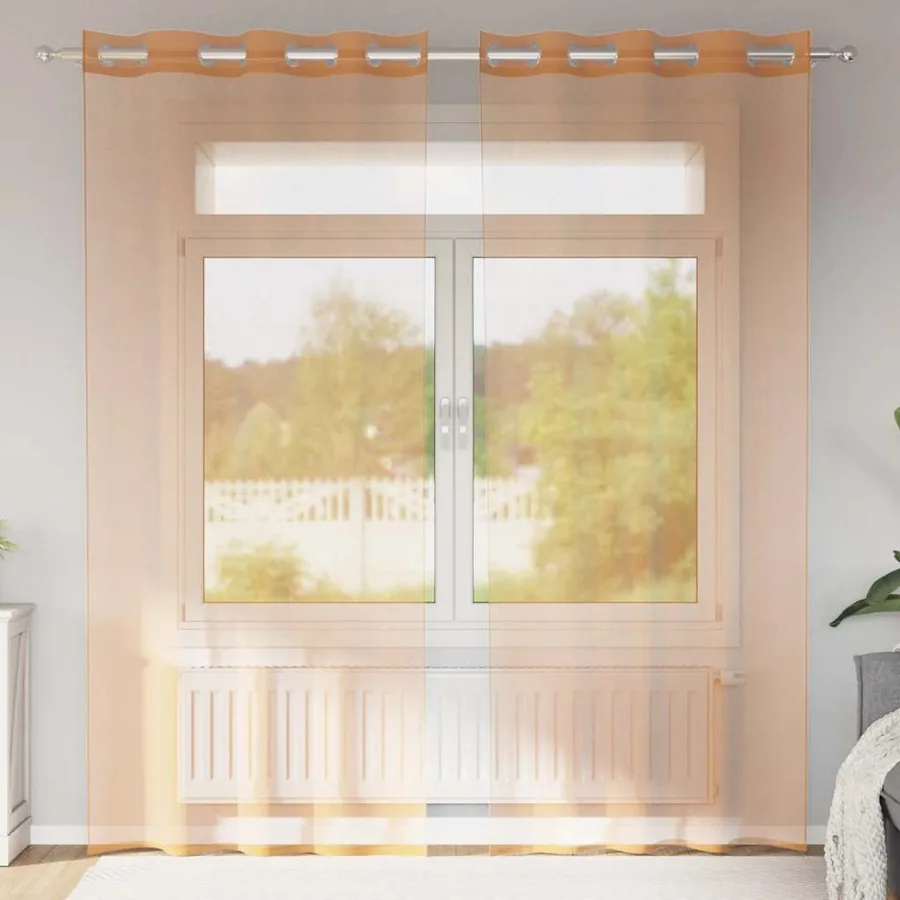 Rideaux en voile avec œillets 2 pcs terre cuite