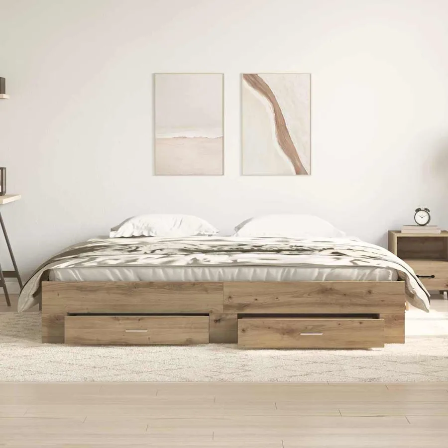 Cadre de lit Chêne artisanal 180 x 200 cm Bois d'ingénierie - 3