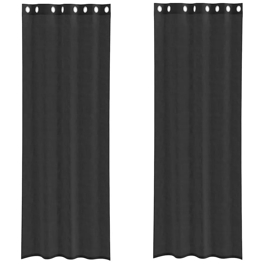 Rideaux en voile avec œillets 2 pcs noir 140x300 cm - 2