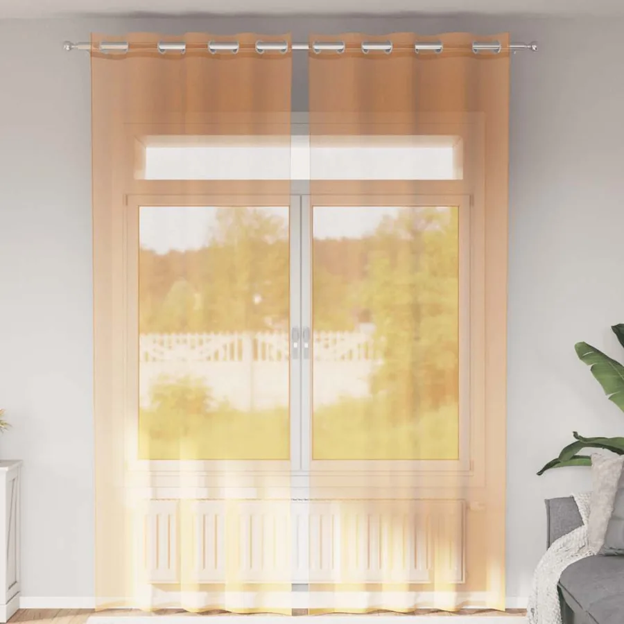 Rideaux en voile avec œillets 2 pcs orange 140x260 cm