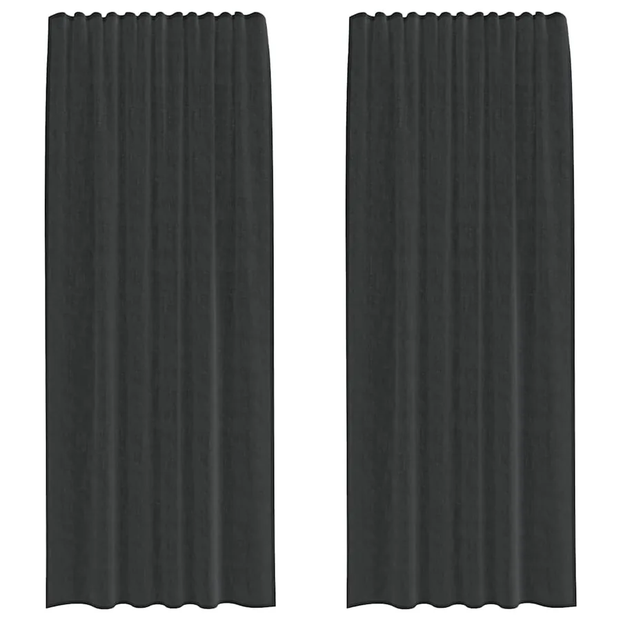 Rideaux en voile avec passe-tringle 2 pcs noir - 2