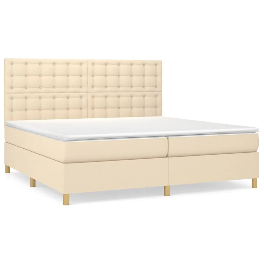 Sommier à lattes de lit avec matelas Crème 200x200 cm Tissu - 2