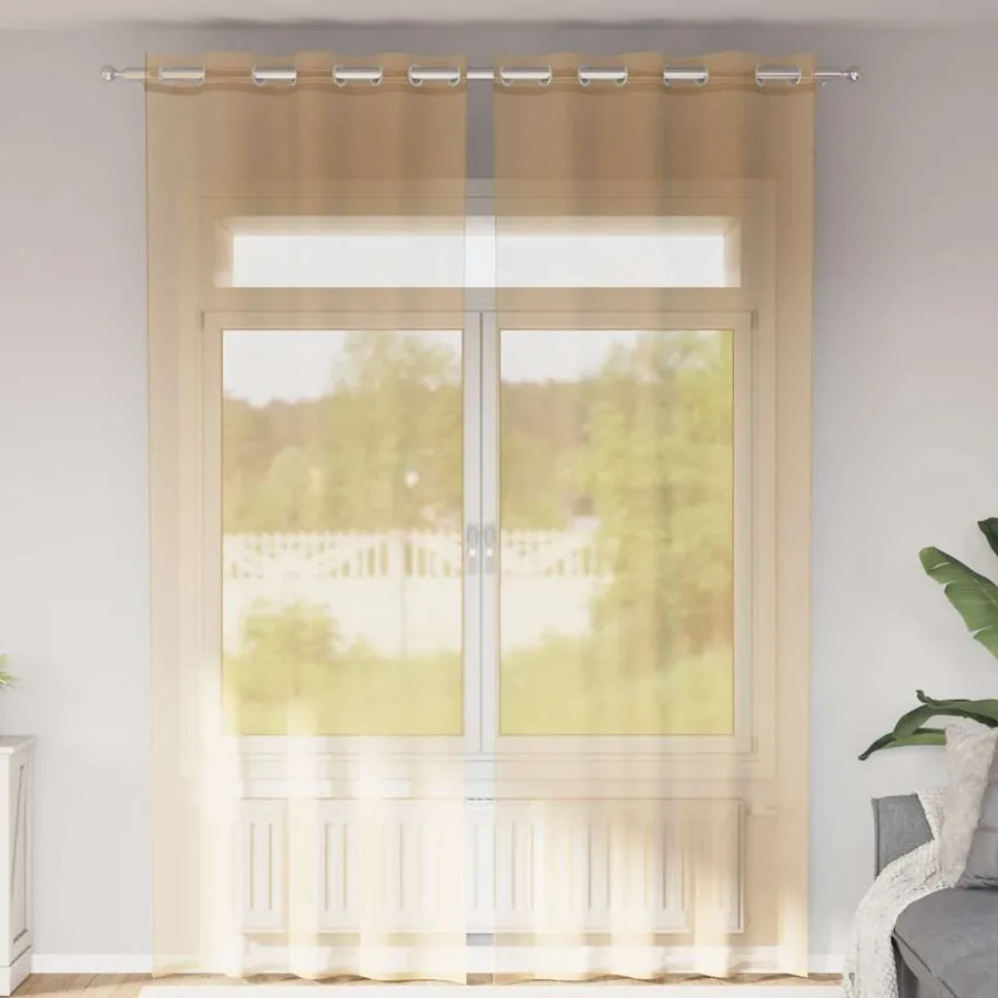 Rideaux en voile avec œillets 2 pcs sable