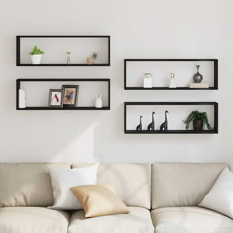 Étagères Murales avec étagère 4 pcs Chêne noir 80 x 15 x 26 cm - 4