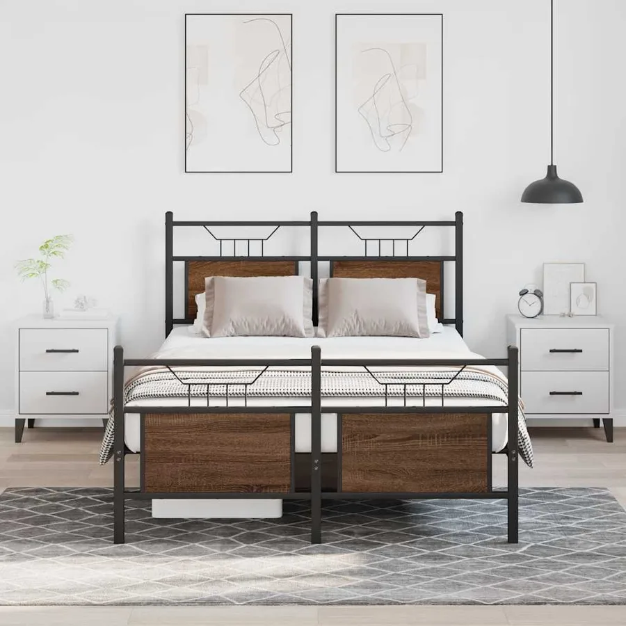Cadre de lit sans matelas chêne marron 120x190 cm - 4