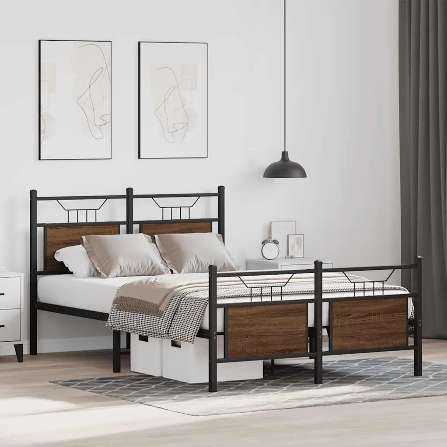 Cadre de lit sans matelas chêne marron 120x190 cm - 5