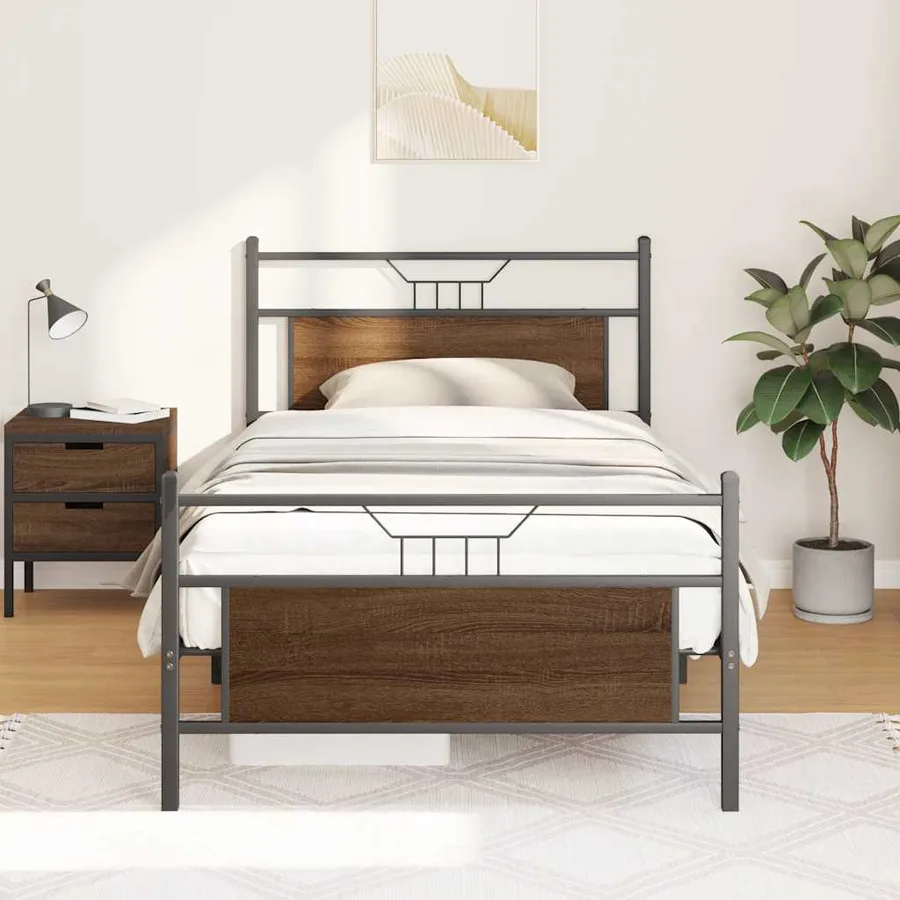 Cadre de lit sans matelas chêne marron 100x200 cm - 4