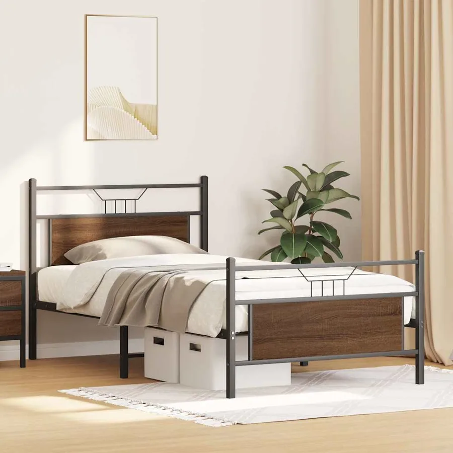 Cadre de lit sans matelas chêne marron 100x200 cm - 5